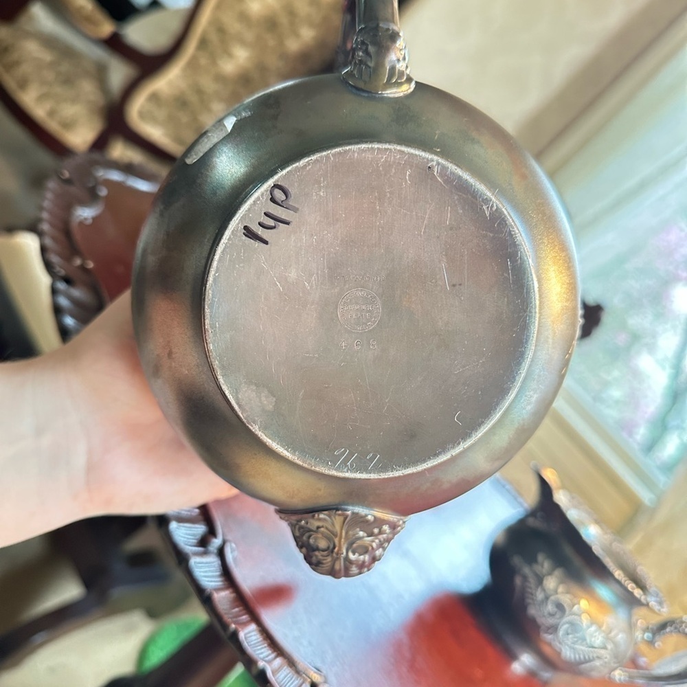 Antique Black Silverplate Tea Set – Teapot, Creamer & Sugar Bowl (EPNS) - Picture 8 of 8